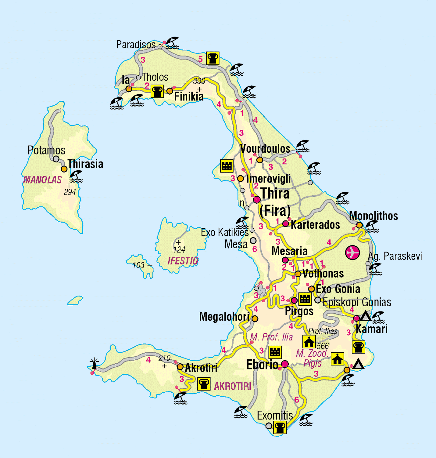 santorini-mapa-silnicni